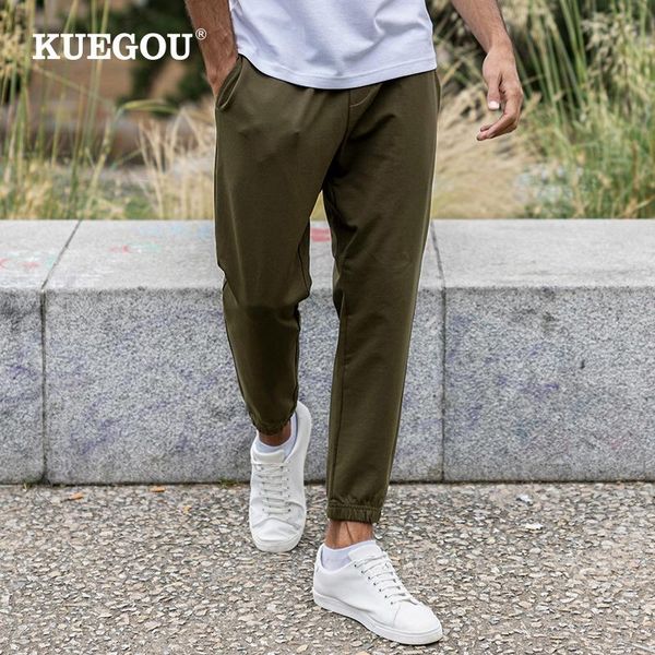 

pants kuegou 2022 spring cotton blue harem pants men casual streetwear sweatpants joggers for male hip hop baggy track trousers 3087, Black