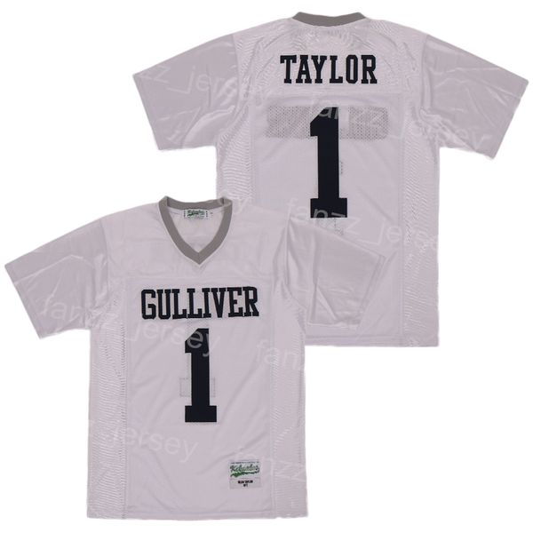 

football high school gulliver preparatory jersey 1 sean taylor college breathable team white moive pure cotton retro pullover embroidery for, Black