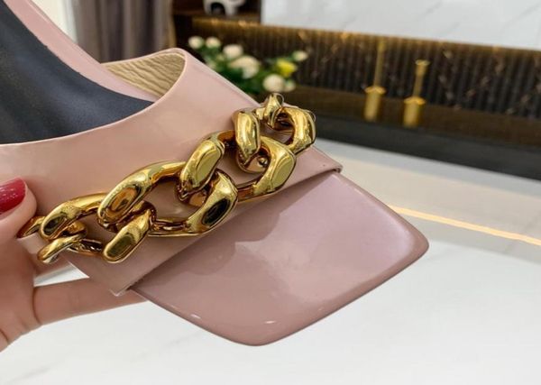

brand woman slipper luxury designer sandals summer fashion chain slide flat slippers casual shoes womens leather alpha9853318, Black