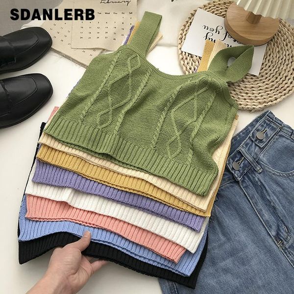 

t-shirt 2022 spring/summer new crop korean style fashionable allmatch slim fit short sleeveless knitted bra vest for women, White
