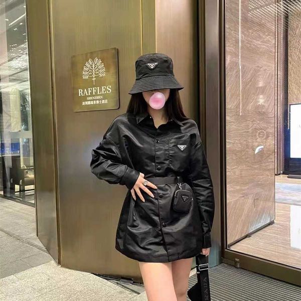 

36% off family early spring new nylon workwear style triangle handsome age reducing bag belt versatile shirt coat, White