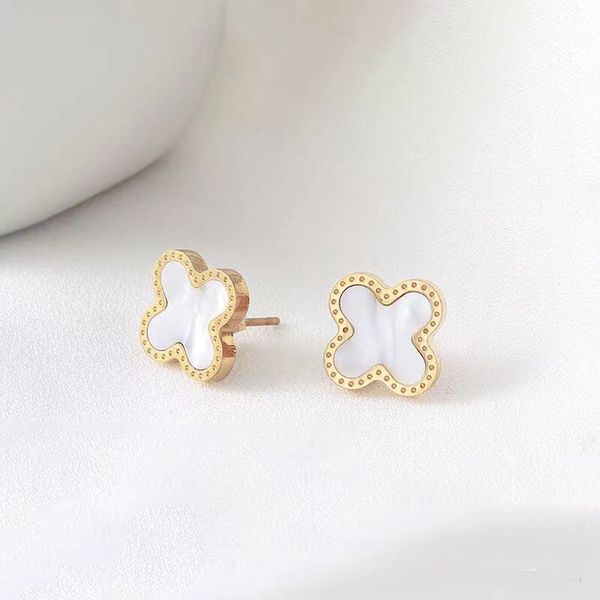 

designer earrings lucky clover stainless steel studs earrings designer ightweight temperament all-match earrings, Golden;silver