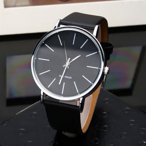 

fashion brand women men leather strap quartz wrist watch c24743016, Slivery;brown