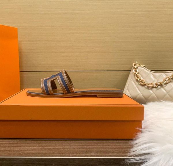 

box ladies beach slide h sandals designer slide slippers women039s shoes leather flipflops sandals summer luxury flat slide sn5537451, Black