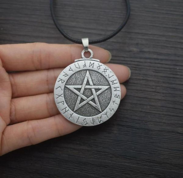 

pendant necklaces 12pcs viking rune pentagram necklace wiccan pagan norse runic elder futhark jewelry5944801, Silver