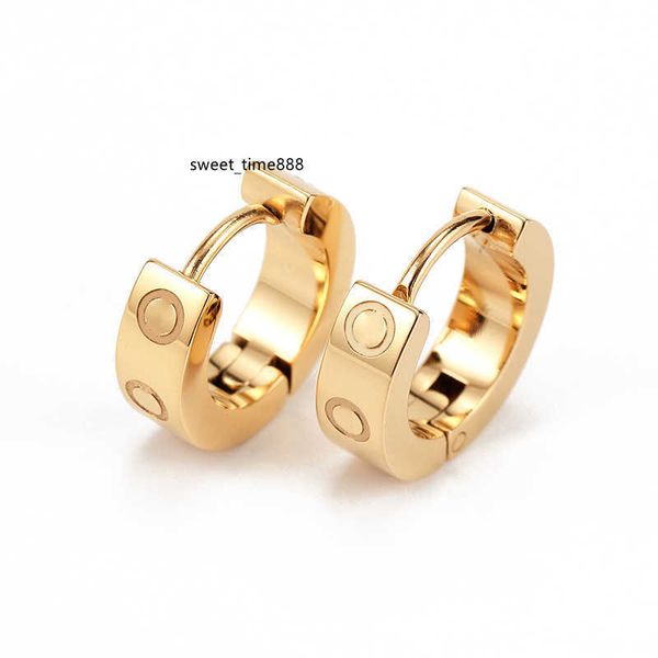 

titanium steel stud earring for woman exquisite simple fashion c diamond ring lady earrings jewelry gift, Golden;silver
