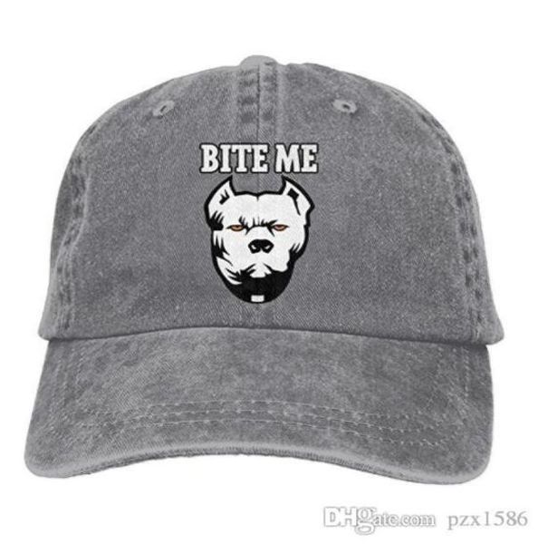 

pzx baseball cap for men and women bite me pitbull mens cotton adjustable jeans cap hat optional3859209, Blue;gray