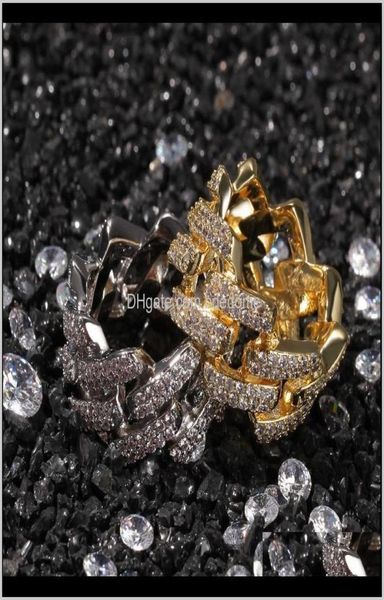 

band drop delivery 2021 mens gold ring hip hop jewelry fashion blingbling iced out sier cuban rings ku4og2449732, Silver
