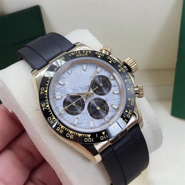 

fashion men's automatic mechanical watch meteorite surface 40mm rubber watchband folding buckle waterproof303a, Slivery;brown