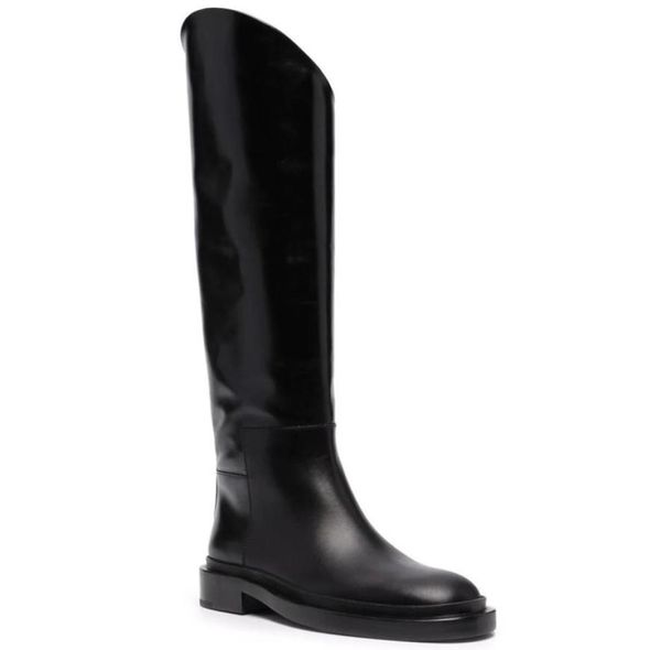 

falazoe leather riding boots for women designer brand luxury tall black slip on wide calf knee high boots quality female shoes5966743