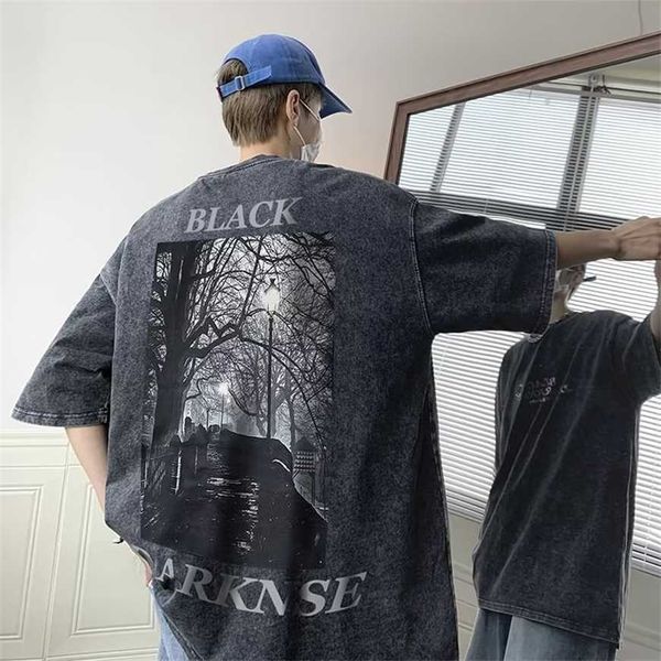 

32% off trendy short t-shirt for men's summer street wash loose fashion half sleeve american style, White;black