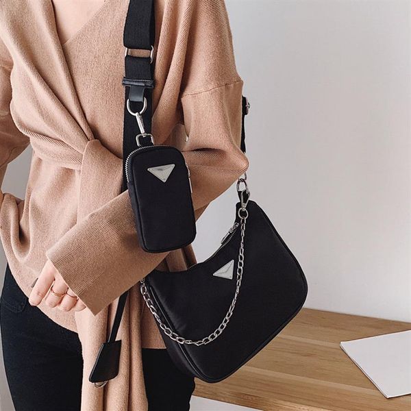 

tote chains women handbags canvas waterproof purse nylon chest bag lady hobo crossbody messenger presbyopic shoulder 2pcs set pack271n