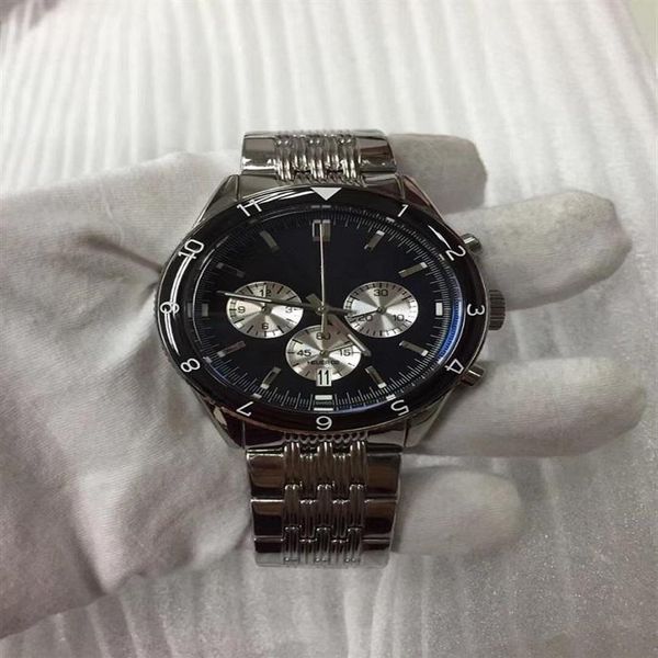 

one tag men quartz battery movement black sport model wristwatch 44mm with rubber luxury stainless steel246q, Slivery;brown