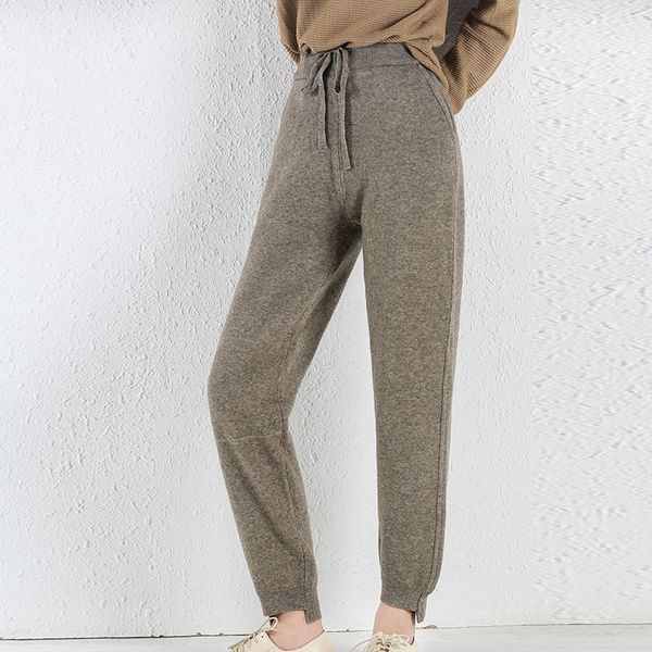 

women's pants capris autumn women's cashmere fashion all-match harem pants core yarn knitted loose leggings corset wool pants 2304, Black;white