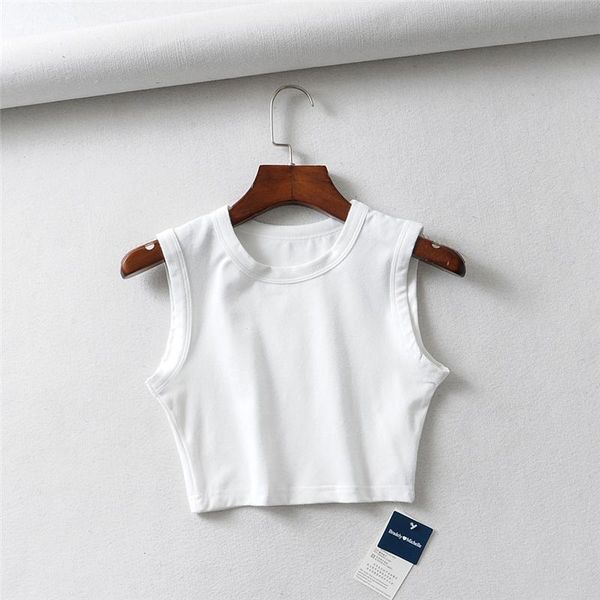 

tanks 2022 summer women's riding solid color wide brimmed short exposed navel vest, Black;white