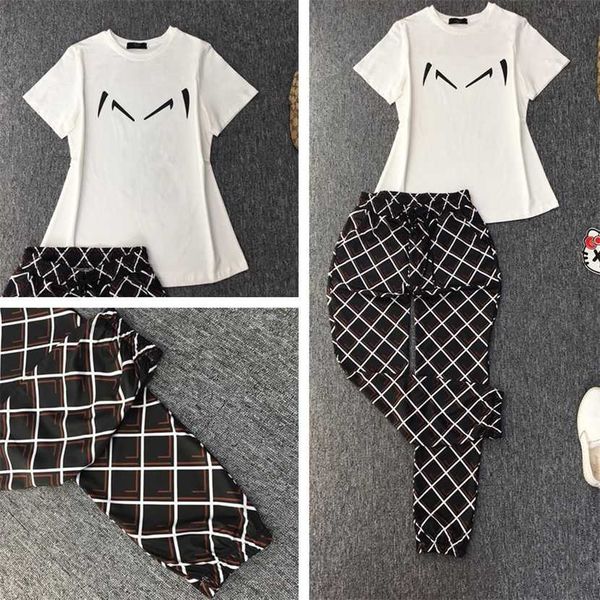 

26% off clothing designer quality new summer cotton casual sports set end women's two piece team wear trend, White