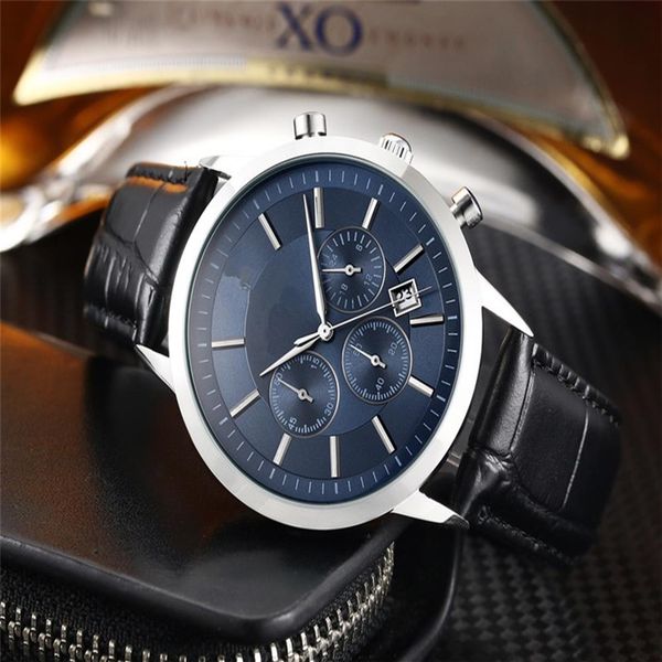 

2021 arrive chronograph luxury mens watches six needles all dials work ar brand classic fashion men wristwatches r quartz watch cl2955, Slivery;brown
