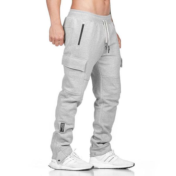 

pants men cotton joggers pants pockets cargo pants gym running casual trousers men's fitness sweatpants sports pants, Black
