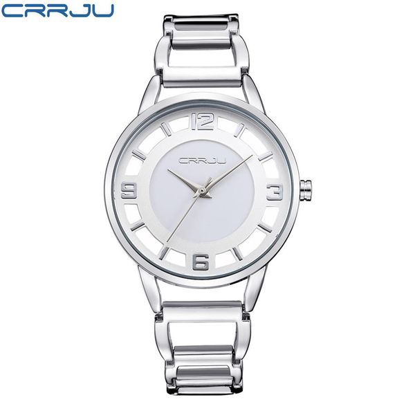 

crrju luxury brand fashion gold woman bracelet watch women full steel quartz-watch clock ladies dress watches relogio feminino293p, Slivery;brown