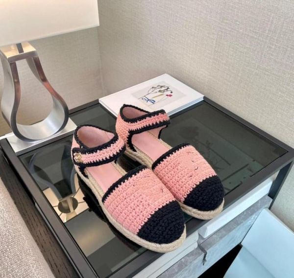 

2022ss fisherman shoes fashion spring and summer sandals flat heel half slipper decoration women size 35403800439, Black