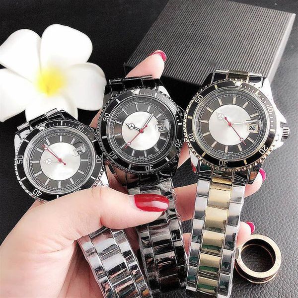 

fashion wrist watch brand women's men's style metal steel band date quartz watches x55316a, Slivery;brown