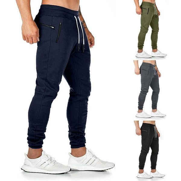 

pants men's sweatpants with zipper pockets joggers men sport pants for jogging workout running training, Black
