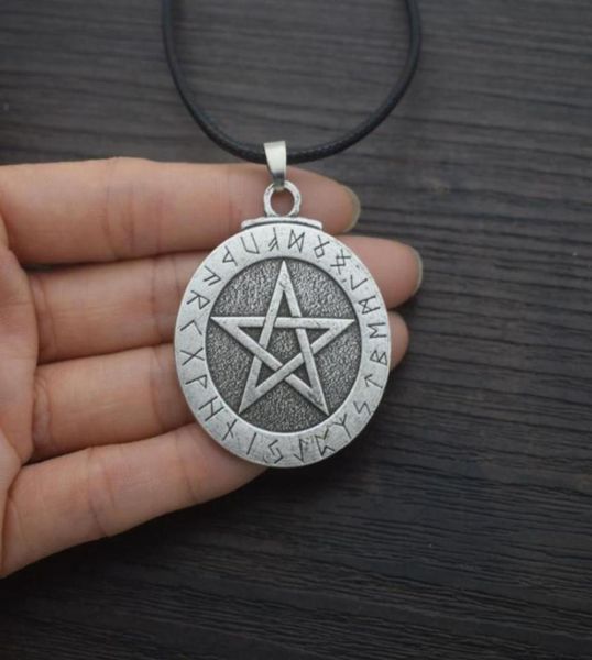 

pendant necklaces 12pcs viking rune pentagram necklace wiccan pagan norse runic elder futhark jewelry6406729, Silver