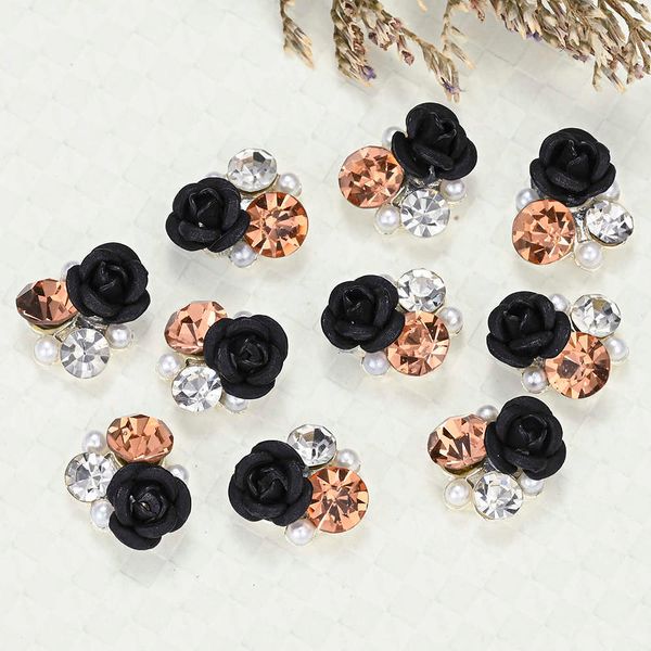 

nail art decorations 3d pearl diamond flowers nail art decoration 1011mm resin acrylic flowers rhinestone decoration for diy manicure suppli, Silver;gold