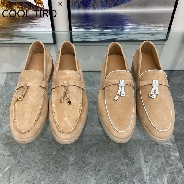 

dress shoes summer walk causal moccasins suede leather comfortable women flat soft sole metal lock slip on driving lazy loafers 230421, Black