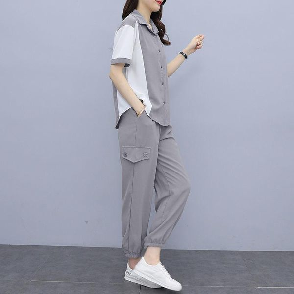 

pants women's pencil pants tshirt fashion summer two piece set 2022 new plus size clothing casual sweat suits for women matching sets, White