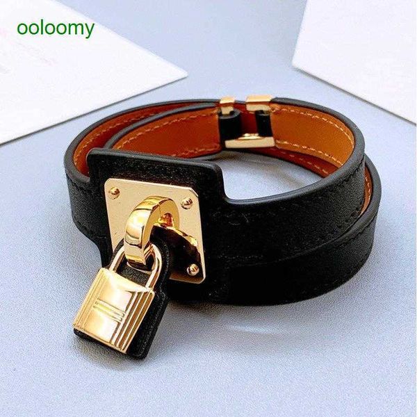 

hemres designer bracelet gold bracelet for women lock scalp leather bracelet cowhide double loop female h japanese and korean s popular inte, Black