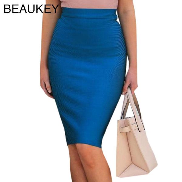 

dresses 2017 new fashion color turquoise rayon high waist lady knee length pencil skirt, White;black