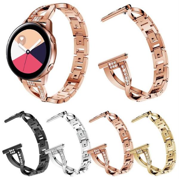 

watch bands fashion x type style diamond bracelet for galaxy active 2 1 band metal link women strap 42mm 46mm246v, Black;brown