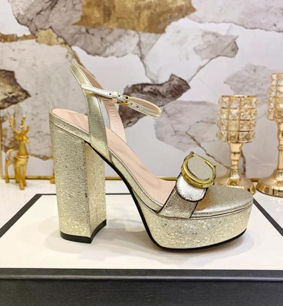 

new european classic luxury goods style ladies 115cm high heeled shoes pure leather genuine gold lettered decorative belt buckle 7972179, Black