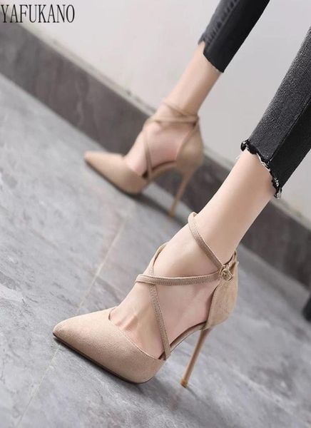 

2021 spring new women039s shoes european and american fashion high heels pointed suede hollow work shoes simple single sho9278061, Black