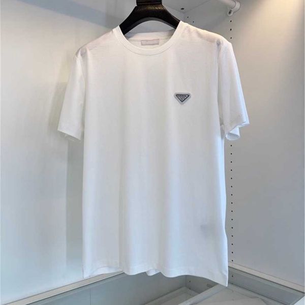 

32% off family triangle pocket letter men's pujia business casual silk cotton round neck short sleeve t-shirt, White;black