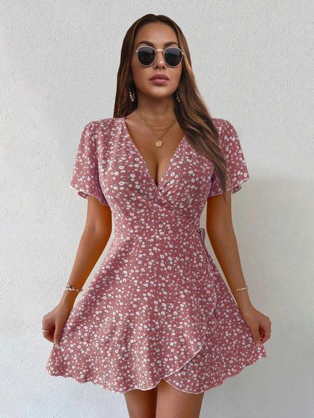 

summer dress womens printed short sleeved mid waist skirt princess, Black;gray