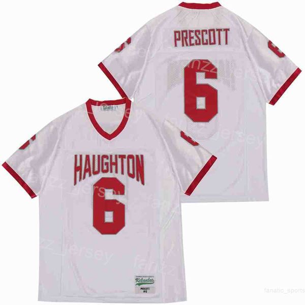 

football high school haughton jersey 6 dak prescott breathable moive team white pure cotton college pullover retro university for sport fans, Black
