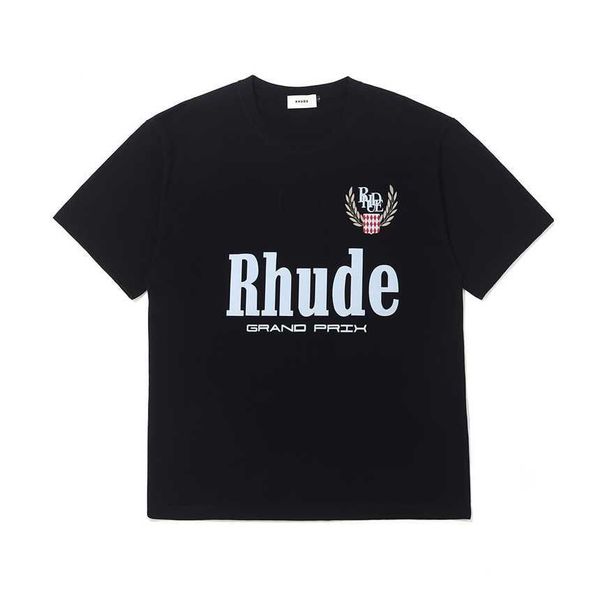 

30% off rhude letter printing trend large size half american t-shirt street ins fashion label oversize short sleeved men and women, White;black
