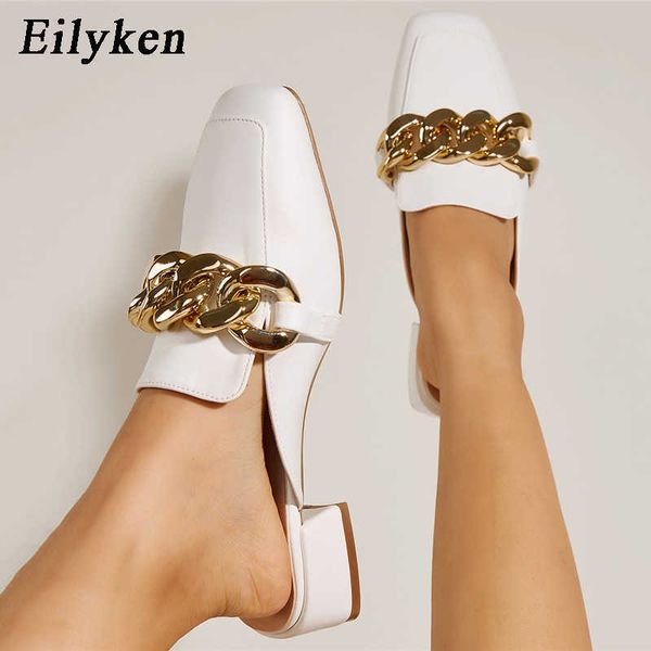 

slippers fashion design slip on outside mules chain british sandals sq, Black
