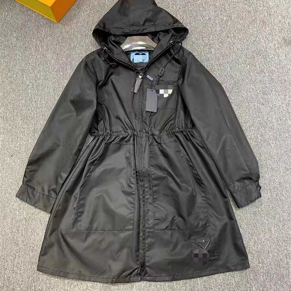 

36% off family's new early spring sunscreen color solid waist relaxed temperament commuter black windbreaker coat female