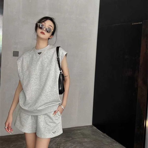 

26% off clothing designer quality family summer new fashion classic triangle sport casual short sleeve t-shirt+elastic waist shorts set, White