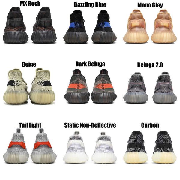 

2023 yeezzys women mens running shoes bone dazzling mono beluga reflective mx oat rock blue black static reflective jogging walking trainers