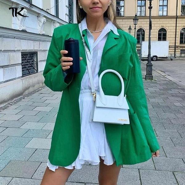 

pants women solid long sleeve blazers notched single breasted pockets loose office ladies casual chic blazer autumn winter 2021, White