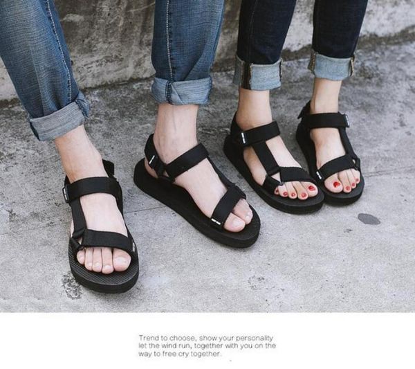 

fashion new mens and womens casual flat heel students breathe outdoor vietnam beach shoes ankle strap sandals size 35444359933, Black