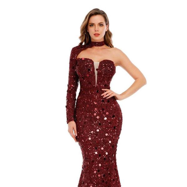 

summer evening dress performance long fish tail slimming ins, Black;gray