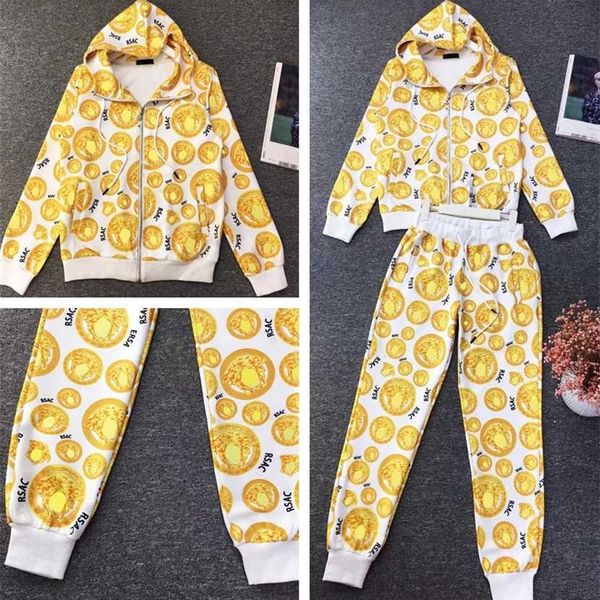 

26% off clothing designer quality spring and autumn pure cotton sports women's small fragrance style end casual two piece set european, White