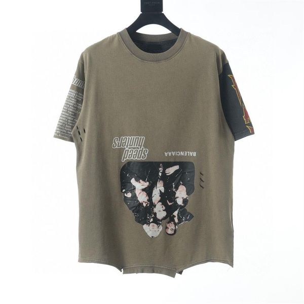 

men's plus tees & polos round t-shirt plus size neck embroidered and printed polar style summer wear with street pure cotton 306s, Black;brown