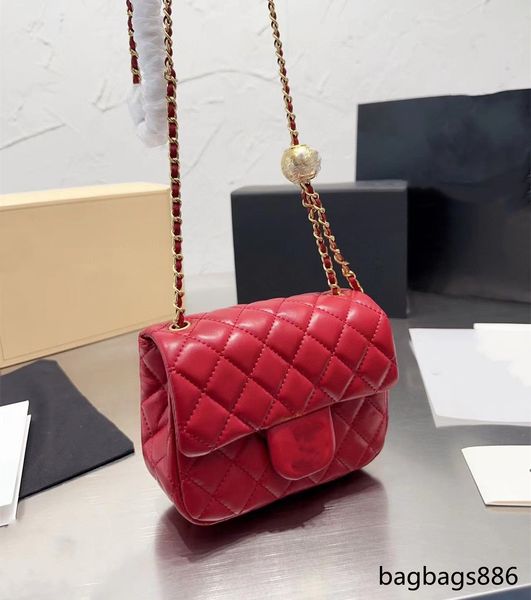 

mini luxury handbag designer classic flap shoulder bag leather wallet antique gold ball woman diamond lattice gold hardware trend cardholder