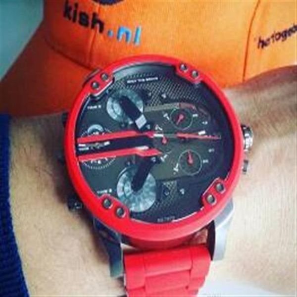 

highend mens watch new dd military full silicone stainless steel fashion watch mens large dial business double action302q, Slivery;brown